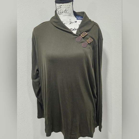 Chaps Womens Olive long sleeve - Picture 1 of 8